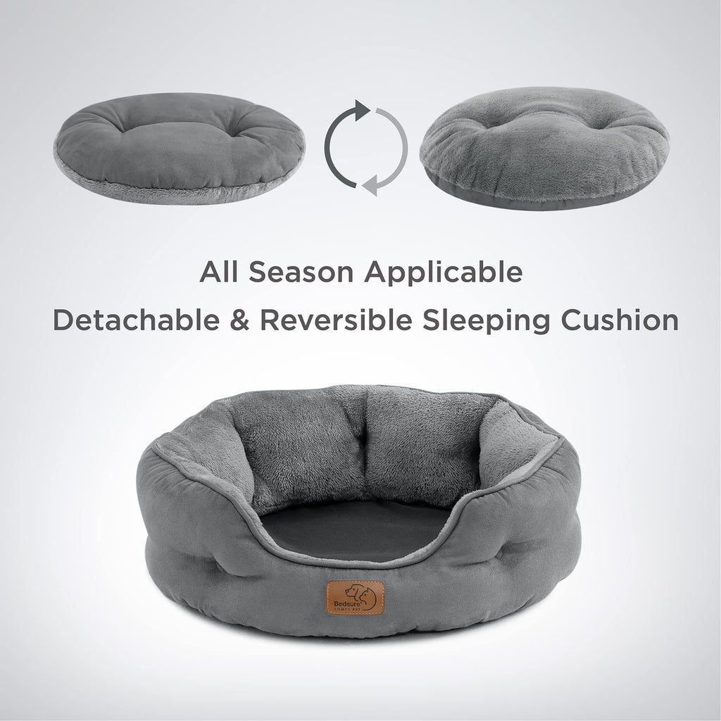 Cospaws Washable Round Cat Bed – Soft Fleece Reversible Cushion (51x48cm)
