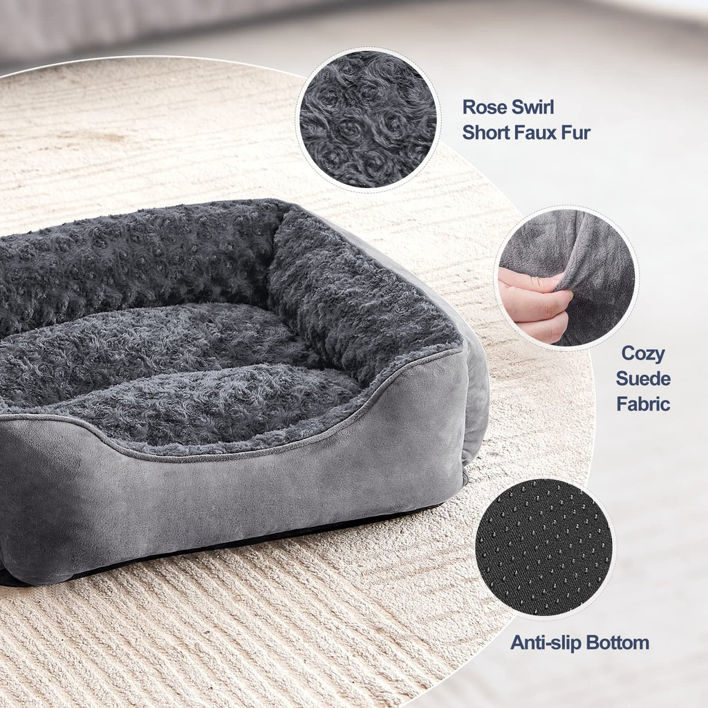 Cospaws Washable Pet Bed – Soft Plush Rectangle Anti-Anxiety Mat with Non-Slip Base