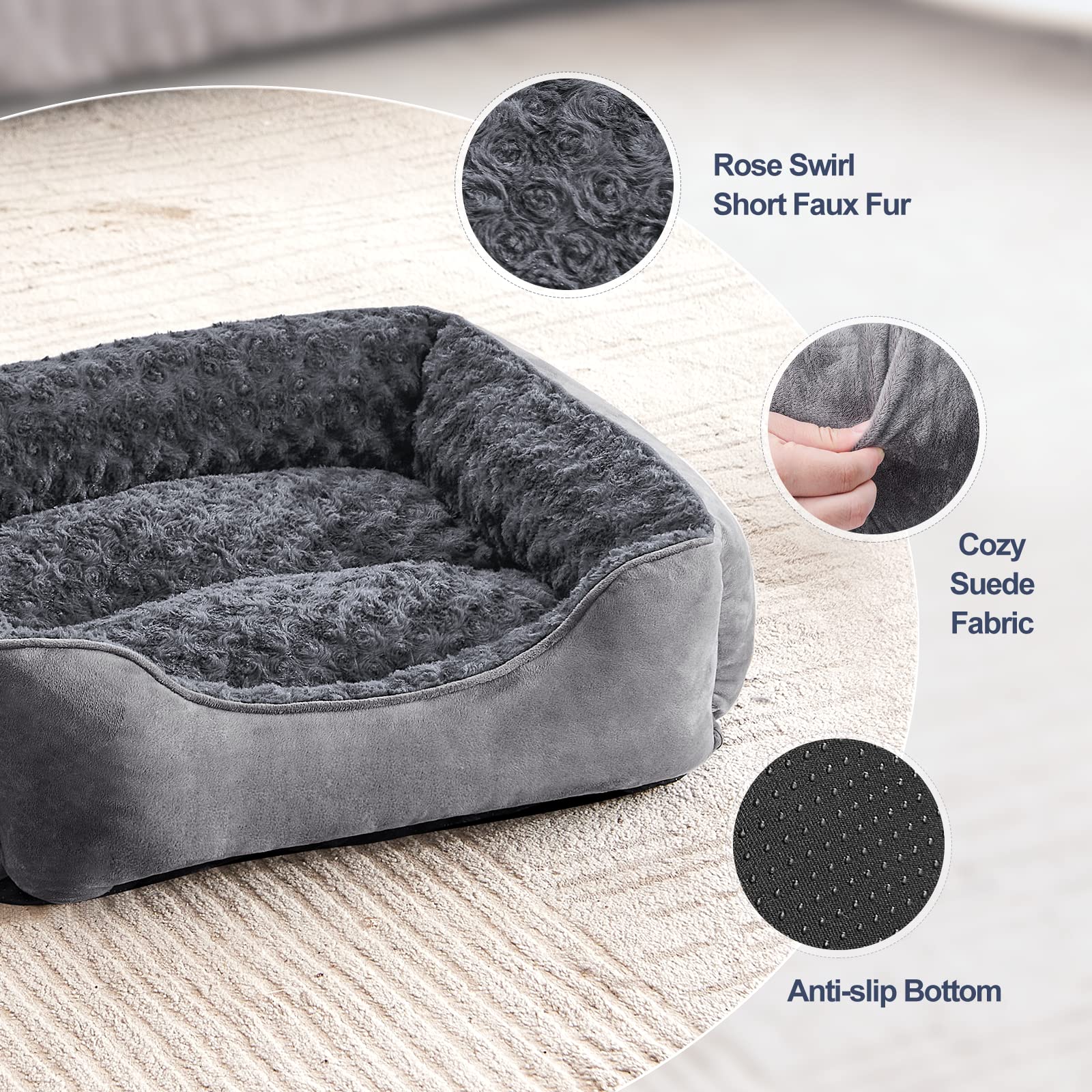 Cospaws Washable Pet Bed – Soft Plush Rectangle Anti-Anxiety Mat with Non-Slip Base