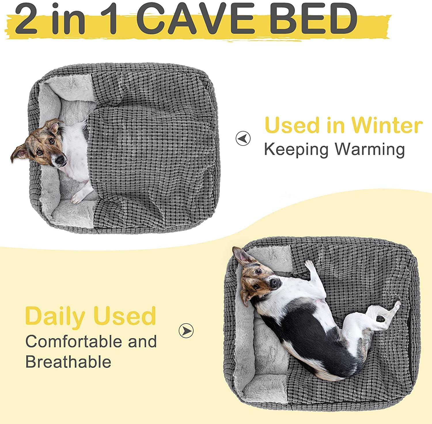 Cospaws Washable Dog & Cat Bed – Warm Hooded Pet Cave with Super Soft Plush