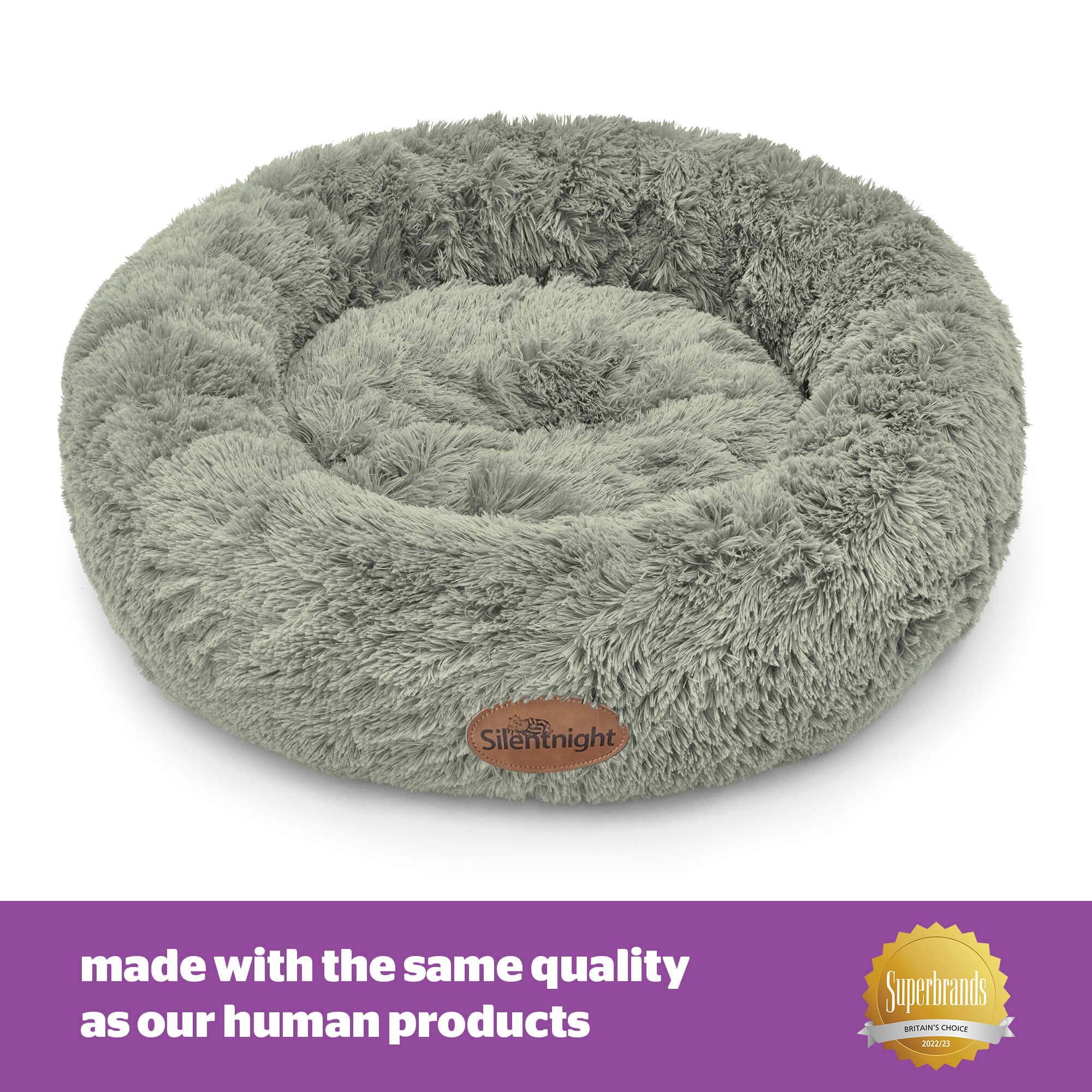 Cospaws Calming Pet Donut Bed – Soft Fluffy Sage Green Pillow – Washable 85cm