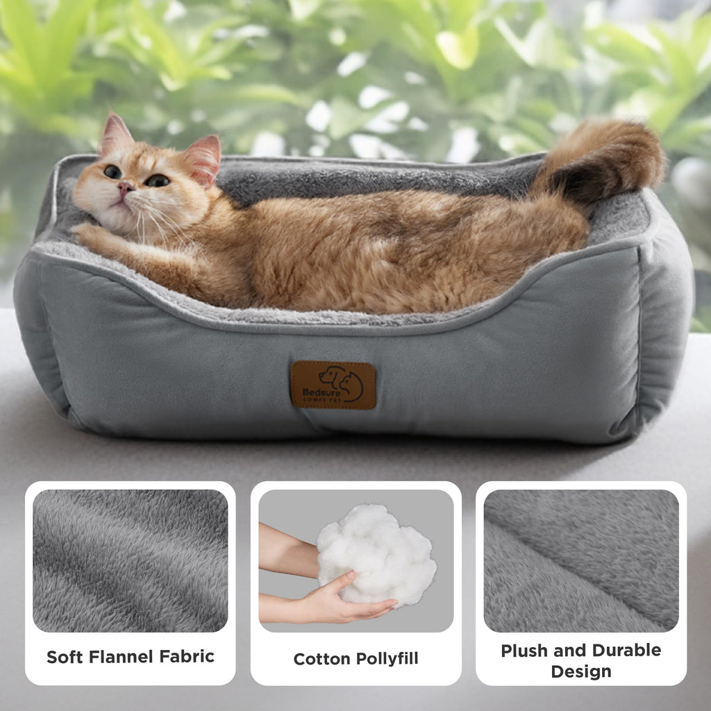 Cospaws Washable Pet Bed – Soft Grey Sherpa Bolster Cushion (51x41cm)