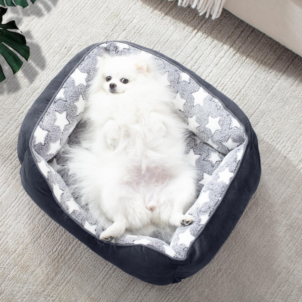 Cospaws Cosy Washable Pet Bed – Super Soft Grey Rectangle Cushion (64x53cm)