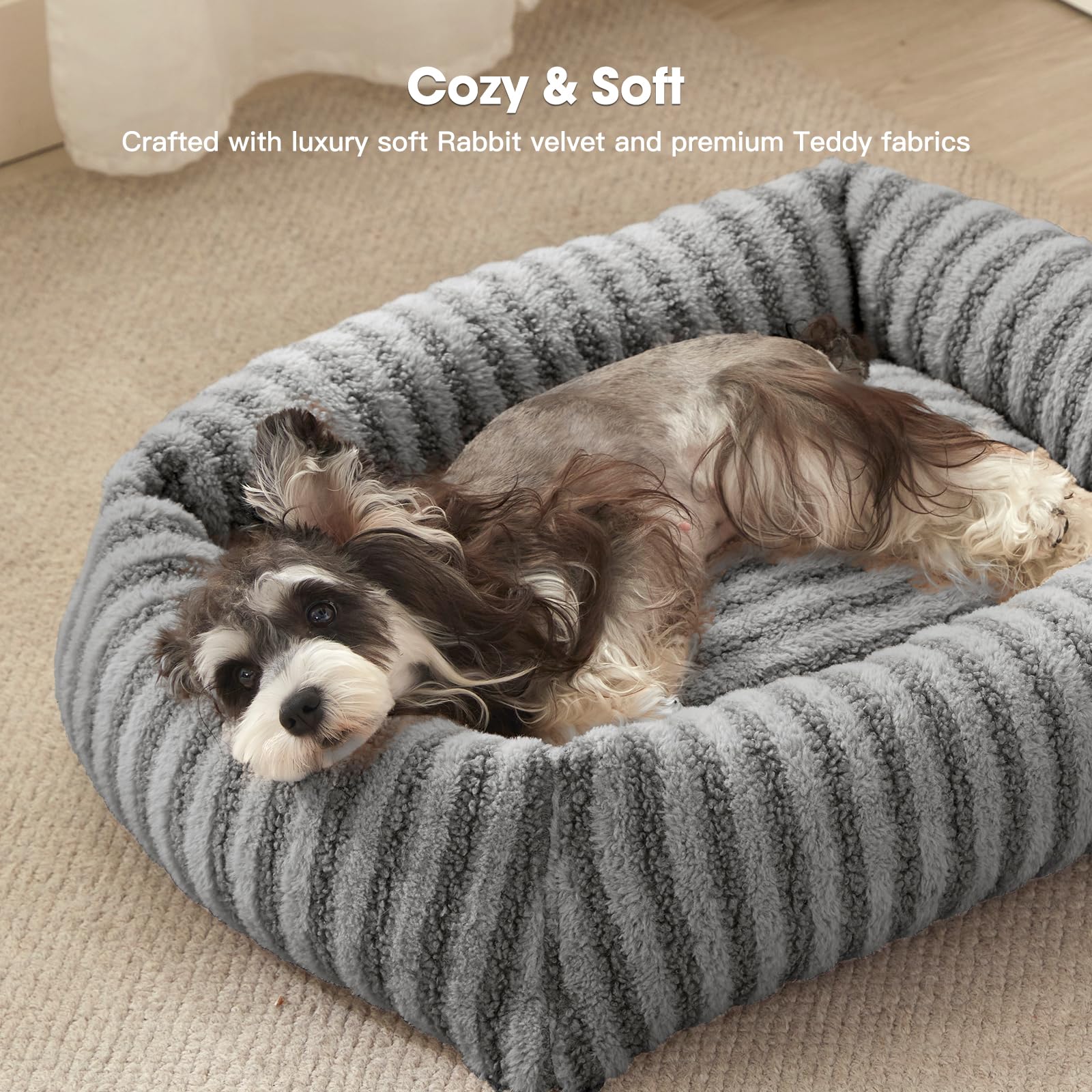 Cospaws Orthopedic Dog Sofa – Washable Teddy Plush with Memory Foam (63x53cm)
