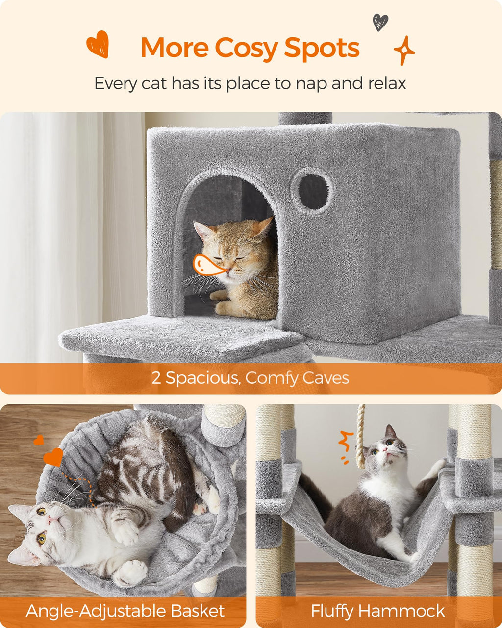 Cospaws 206cm Large Cat Tree – Multi-Level Tower Condo with 14 Scratching Zones