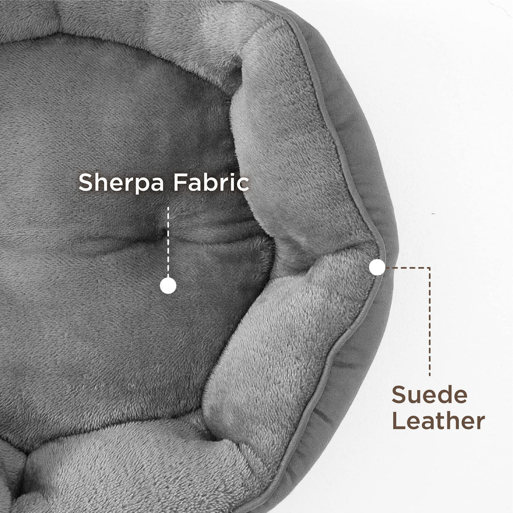 Cospaws Washable Round Cat Bed – Soft Fleece Reversible Cushion (51x48cm)