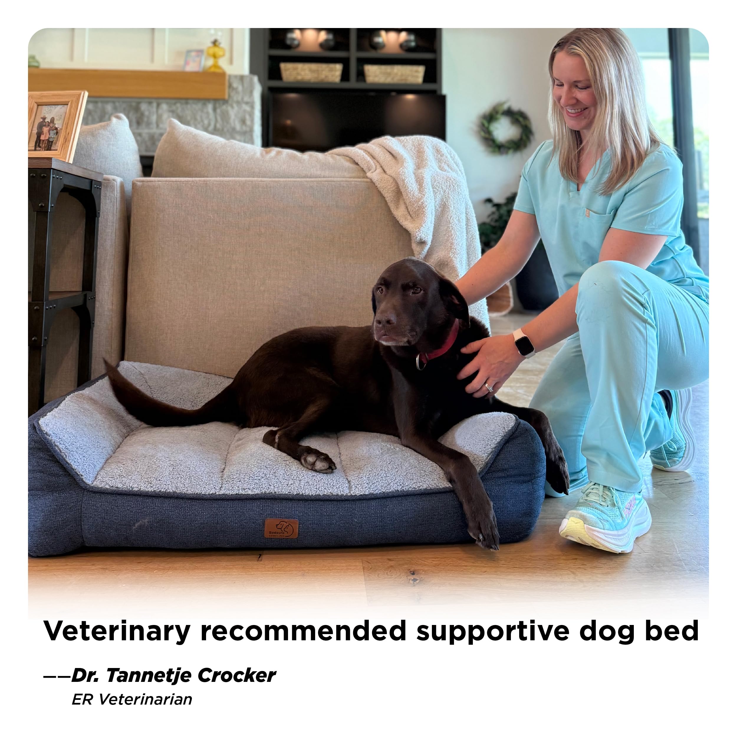 Cospaws XL Orthopedic Dog Sofa – Dark Grey Washable Bed with Bolsters (106x76cm)