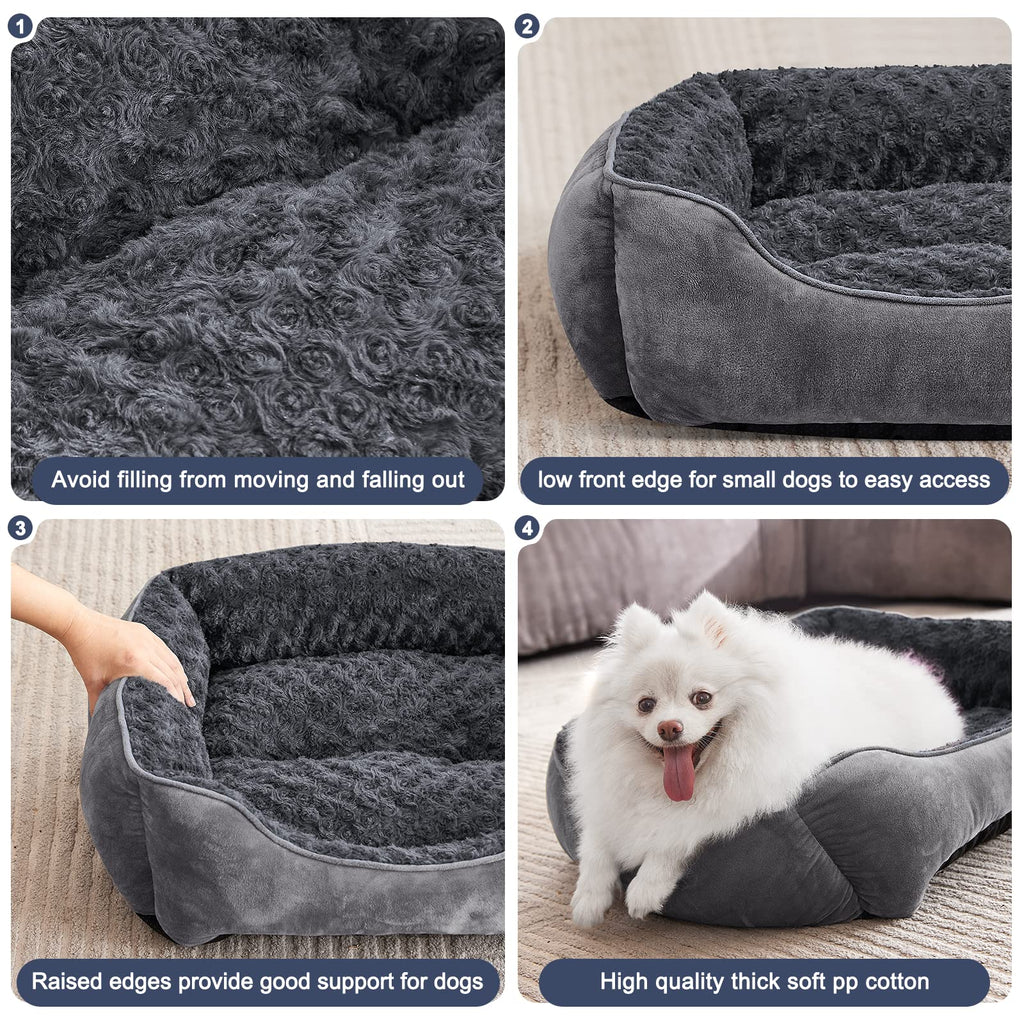 Cospaws Washable Pet Bed – Soft Plush Rectangle Anti-Anxiety Mat with Non-Slip Base