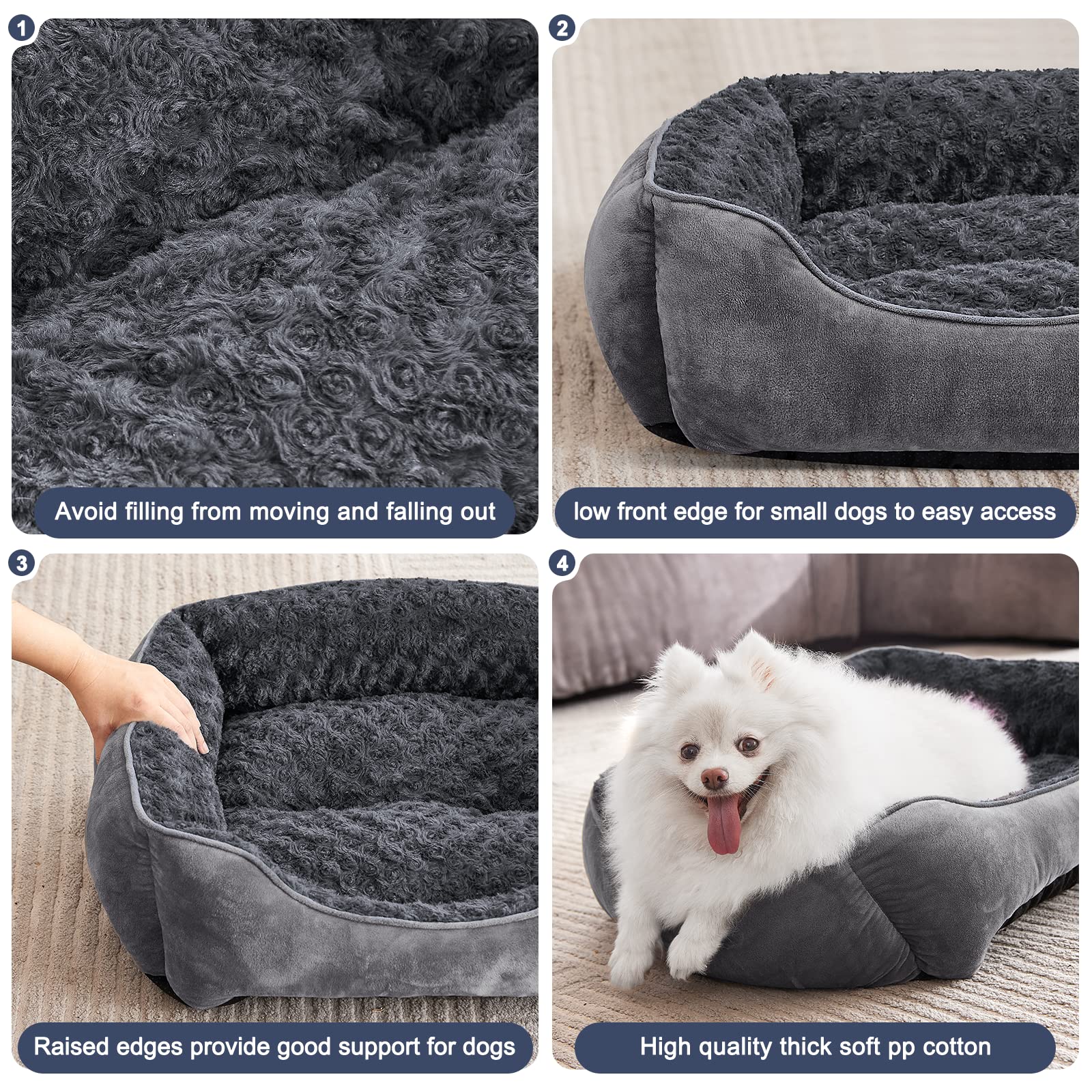 Cospaws Washable Pet Bed – Soft Plush Rectangle Anti-Anxiety Mat with Non-Slip Base