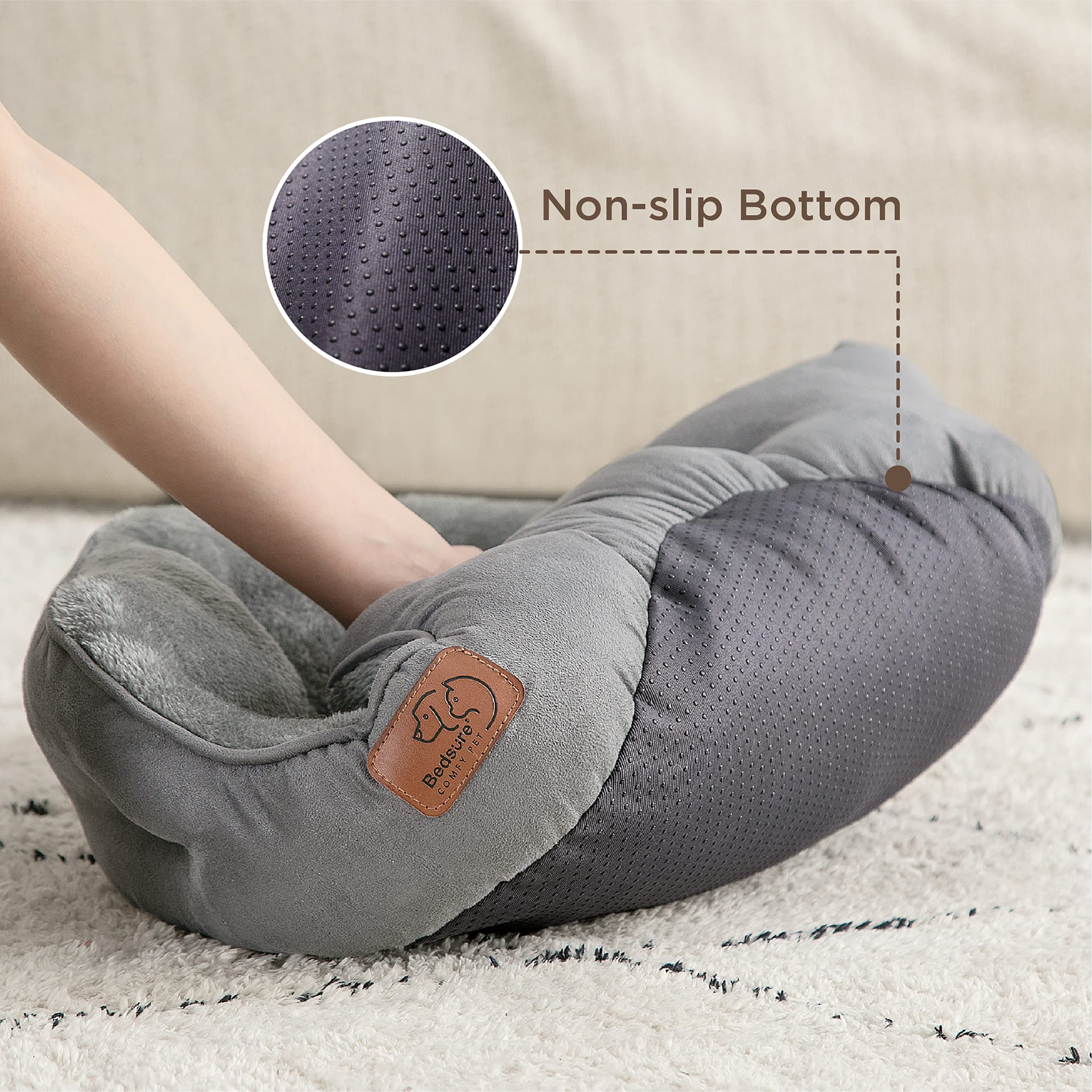 Cospaws Washable Round Cat Bed – Soft Fleece Reversible Cushion (51x48cm)