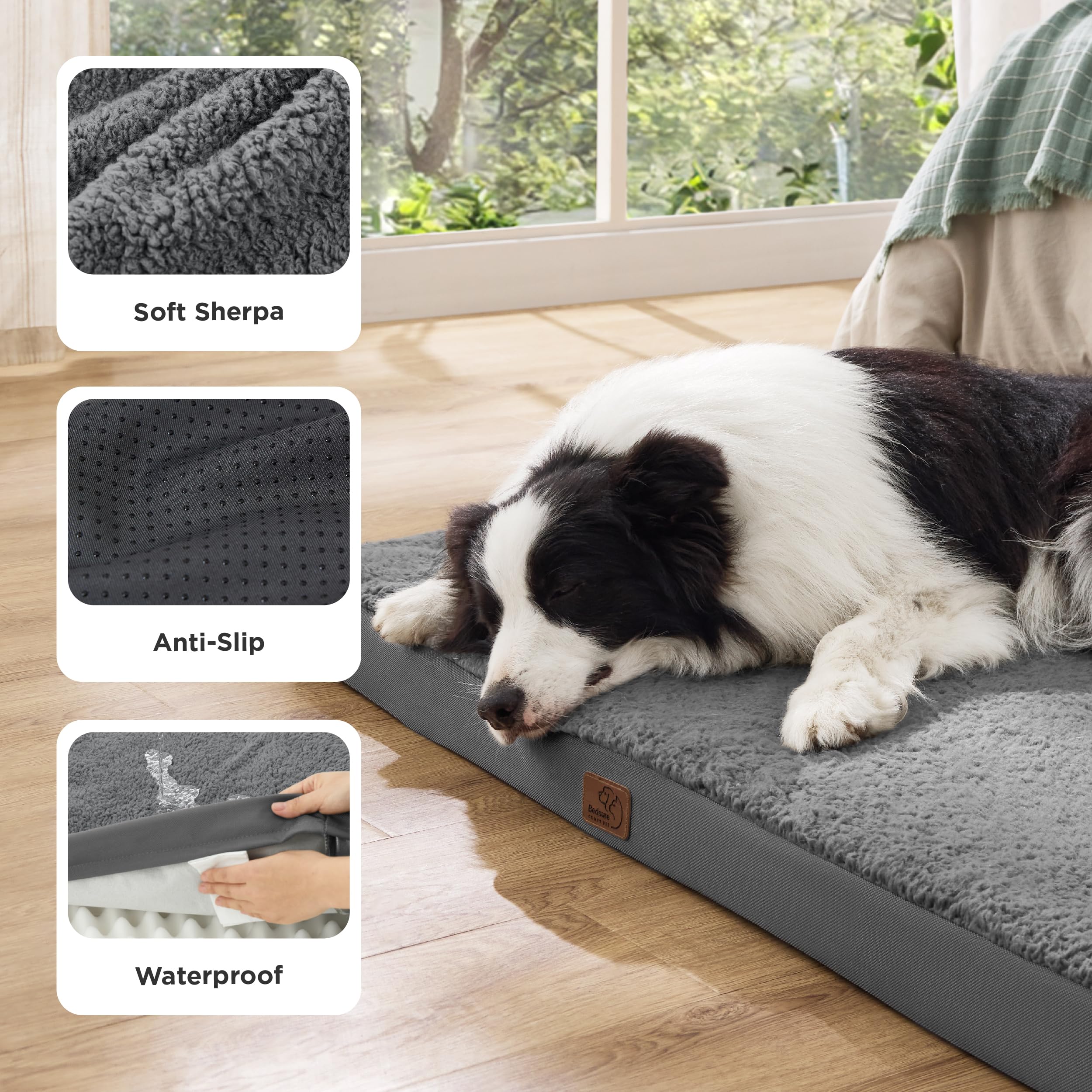 Cospaws Large Orthopedic Dog Crate Mat – Washable Egg Crate Foam (91x69cm)
