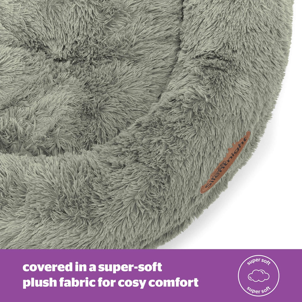 Cospaws Calming Pet Donut Bed – Soft Fluffy Sage Green Pillow – Washable 85cm